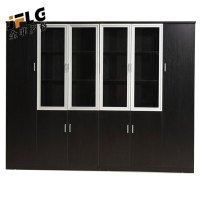 金菲罗格简约玻璃柜子带锁书柜木质办公柜 2400*400*2000