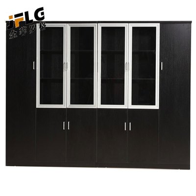 金菲罗格简约玻璃柜子带锁书柜木质办公柜 2400*400*2000