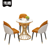 伟樽洽谈桌椅岩板圆桌70*70*75cm+椅子*3套