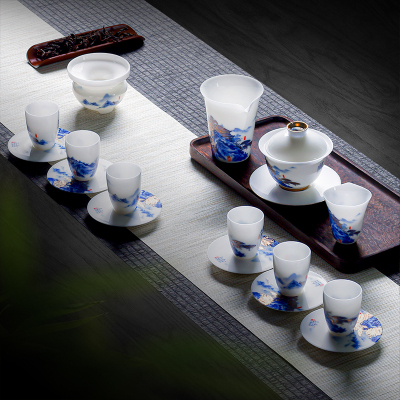 MULTIPOTENT整套功夫茶具套装黄旭东大师作品冰晶玉高山流水盖碗套组