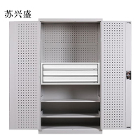 苏兴盛办公柜工具柜加厚铁皮储物柜工厂车间用带抽屉汽修多功能收纳柜通门内三抽柜灰白色
