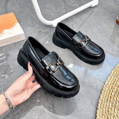 皮乐福鞋女秋季新款英伦风小皮鞋一脚蹬女鞋小香风单鞋