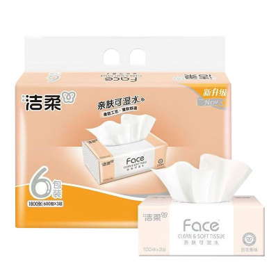 洁柔纸面巾100抽*3层*6包百花香味软抽PR299-24R包-6(包装随机)