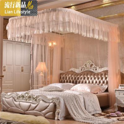 压脚拉幕式支架拉绳导轨U型蚊帐铝合金落地宫廷公主双人家用 三维工匠