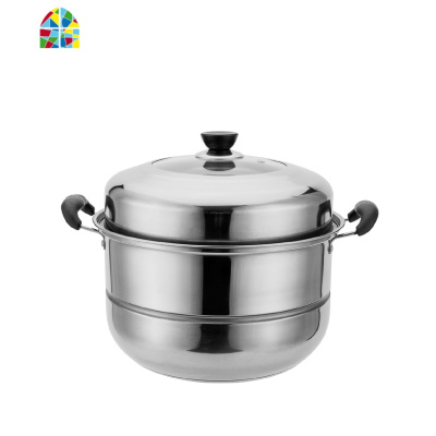 不锈钢加厚复底蒸锅家用汤锅2双三层四五层蒸笼燃气电磁炉 FENGHOU 五层32cm(可视盖/特厚复底)