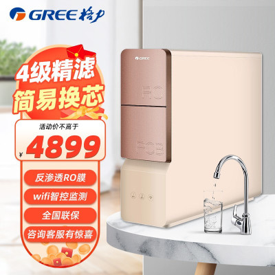 格力(GREE)净水器家用直饮无桶大通量厨房纯水机RO反渗透净水机wifi智能 WTE-PT60-2051