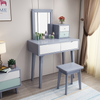 北欧实木梳妆台卧室化妆桌现代简约化妆台ins小户型带镜子