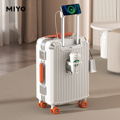 Miyo 20寸PC硬壳简约时尚拉杆箱铝合金制四轮TSA海关锁万向轮轻便防刮设计