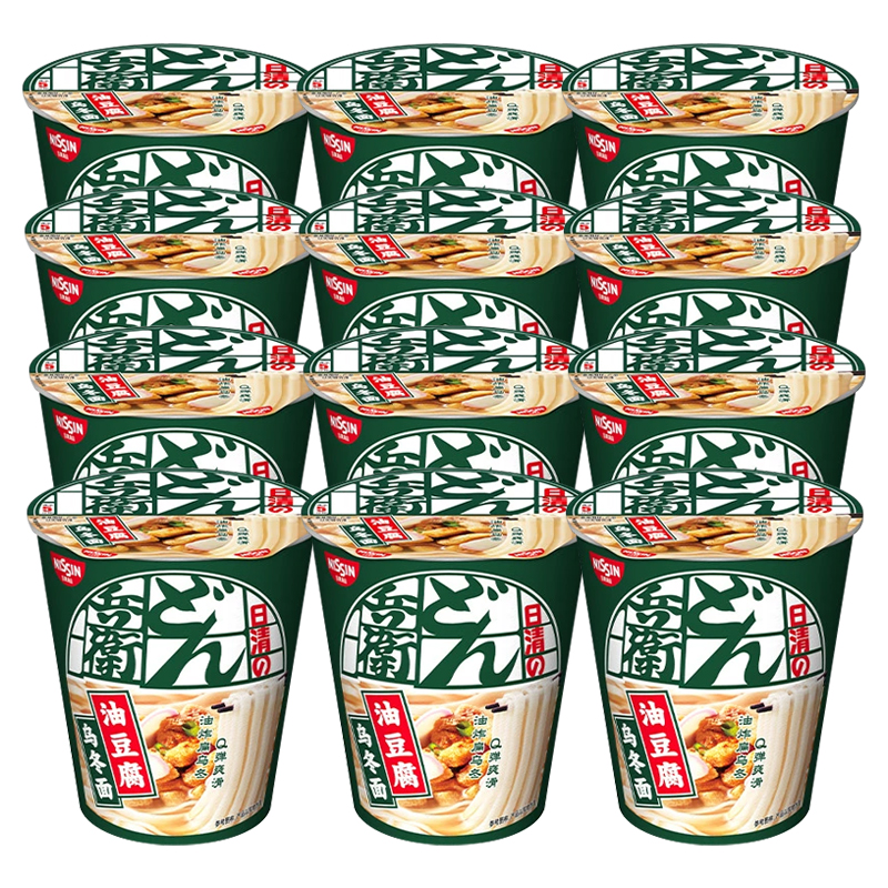 日清(Nissin)咚兵卫乌冬面泡面速食方便面早餐宵夜 油豆腐90g*12杯