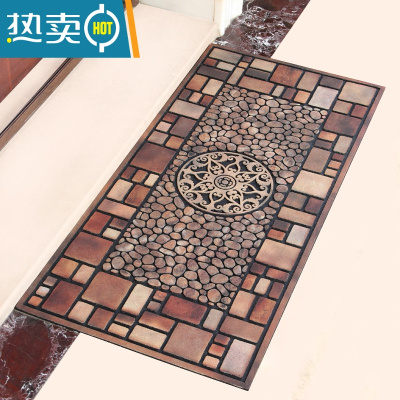敬平欧式进门地垫别墅入户门口防滑脚垫室外门外户外地毯植绒橡胶门垫防滑垫