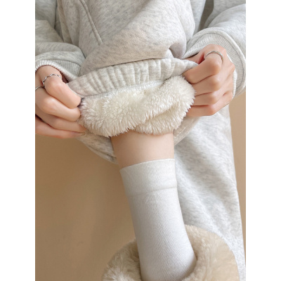 羊羔绒运动裤女秋冬季新款保暖棉裤小个子束脚加绒加厚卫裤子