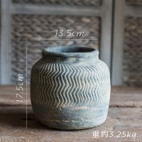 家柏饰(CORATED)非洲艺术老罐 复古工艺水泥罐坛子花瓶花盆花器民族风 波纹罐(大)需打孔请备注 大