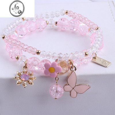 JiMi女童手链少女手环饰品女孩亲子卡通公主仿水晶手镯可爱小挂件手串