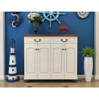 美式乡村地中海鞋柜哑光烤漆欧式田园玄关隔断木质厅柜薄款鞋架