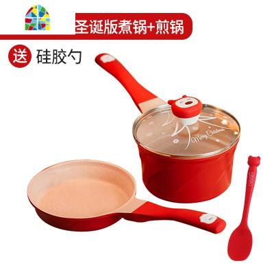 迪迪尼卡宝宝辅食锅煎煮一体18cm婴儿锅小奶锅 FENGHOU 新品圣诞版18CM奶锅套装