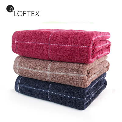 亚光(LOFTEX)家纺毛巾纯棉柔软吸水全棉罗兰浴巾单条装310g/条红棕蓝65*130cm681703