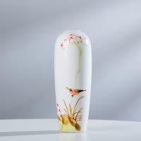新中式陶瓷小花瓶三件套桌面插干花水培摆件玄关茶室小清新花器 三维工匠 A款中号高度15.5肚径8