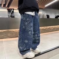 男童春装牛仔裤春秋款2026新款大儿童装痞帅宽松休闲直筒阔腿裤子