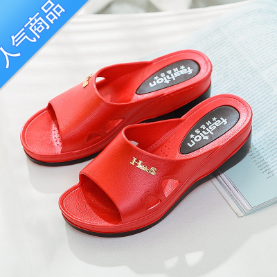 SUNTEK拖鞋女夏外穿夏季韩版休闲厚底高跟舒适防滑增高家居女士凉拖鞋