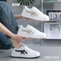 ins韩版新款小白鞋女秋季跑步皮面透气休闲增高_2