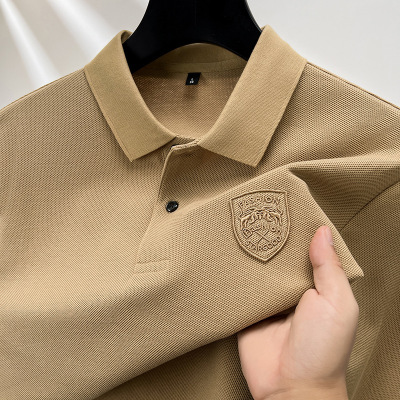 秋冬季长袖带领T恤男高端简约宽松Polo衫男T恤棉休闲男士T恤