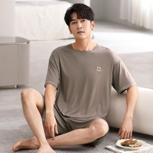 春夏季男士新款睡衣莫代尔短袖短裤圆领套装卡通休闲家居服可外穿