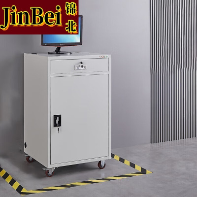 锦北PC工业电脑监控机箱柜机一体机网络柜工业机柜 灰白-带轮单柜