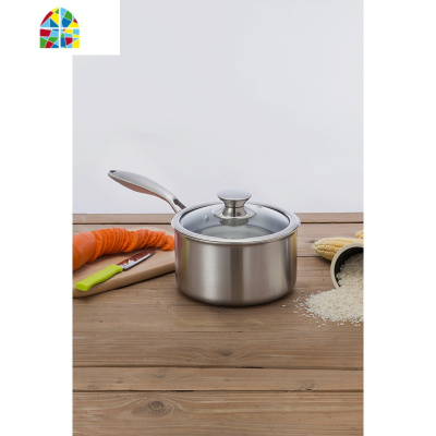 304不锈钢奶锅辅食小汤锅婴儿煮热牛奶锅电磁炉多功能泡面早餐锅 FENGHOU 内径20cm奶锅配1只蒸笼+不锈钢盖