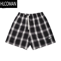 HLCOMAN 黑白格子五分美式短裤休闲男女宽松百搭潮情侣直筒夏季