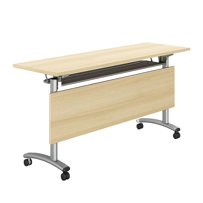 易企采 1200*600*750mm橡木色不含椅 办公家具折叠培训桌移动培训桌椅组合会议室桌子会议条桌双层办公桌户外宣传