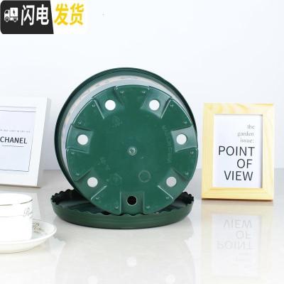 三维工匠塑料矮胖新加仑花盆绿萝月季多肉大口径加厚小加仑盆 高款(绿色)3加仑[10个装]10送2 含托盘花盆容器