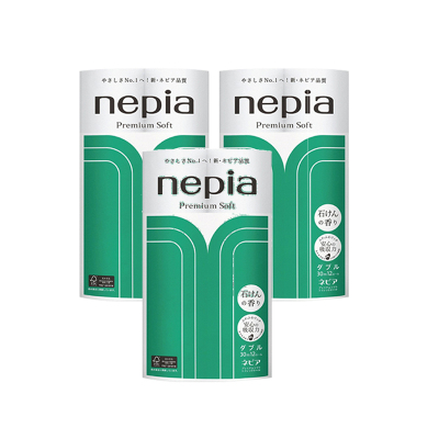 3盒装-nepia妮飘双层卫生纸清新香12卷/包绿色包装